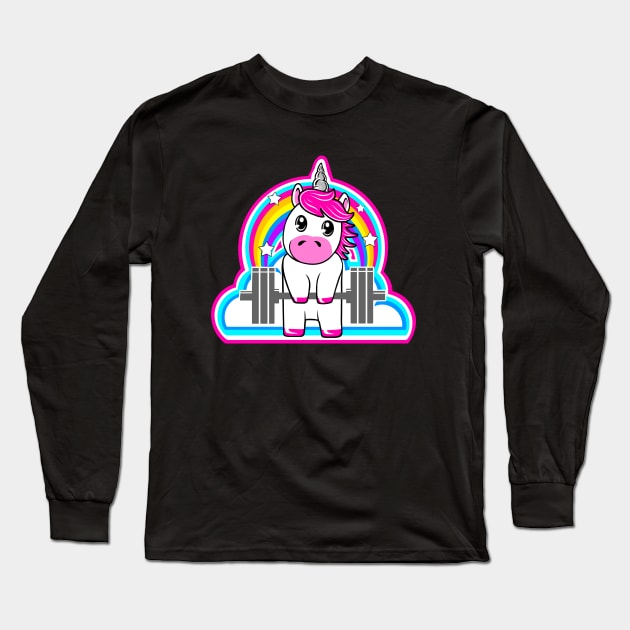 barbell unicorn, weightlifting unicorn, unicorn fitness, gym girl Long Sleeve T-Shirt by TimAddisonArt